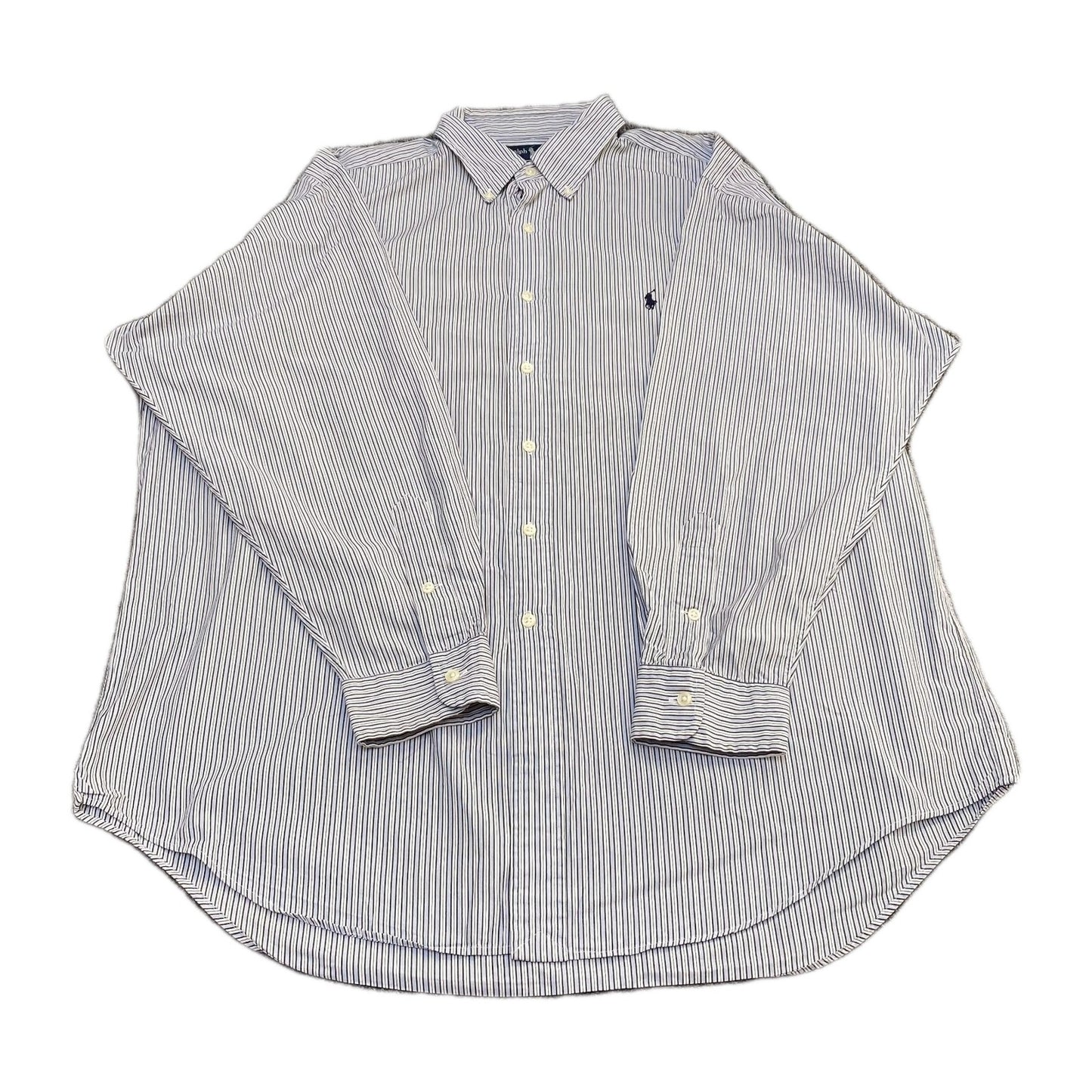Ralph Lauren Formal Shirt Mens XL Blue Striped Yarmouth Long Sleeve Pony Logo