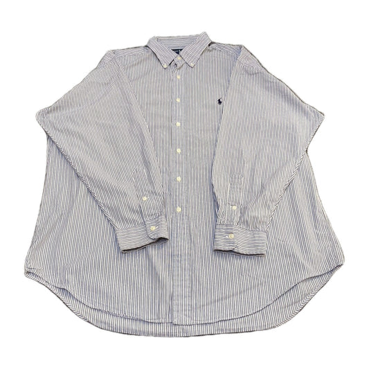 Ralph Lauren Formal Shirt Mens XL Blue Striped Yarmouth Long Sleeve Pony Logo