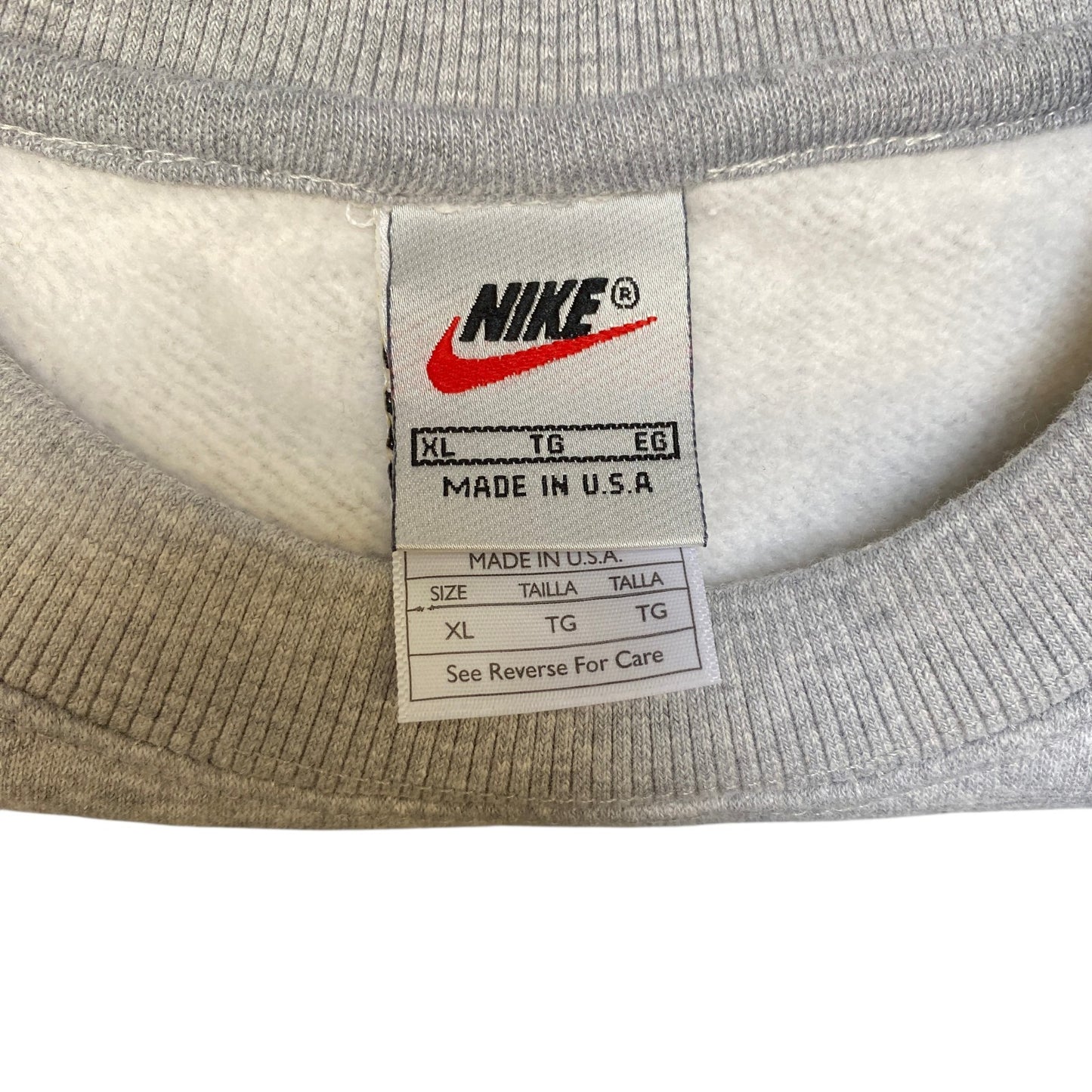 Nike Reworked Sweatshirt Men XL Grey Comfy Embroidered Spellout Logo Vintage Y2K