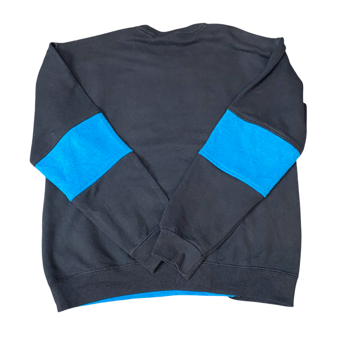 Nike Reworked Sweatshirt Mens M Blue Black Embroidered Spellout Logo Vintage Y2K