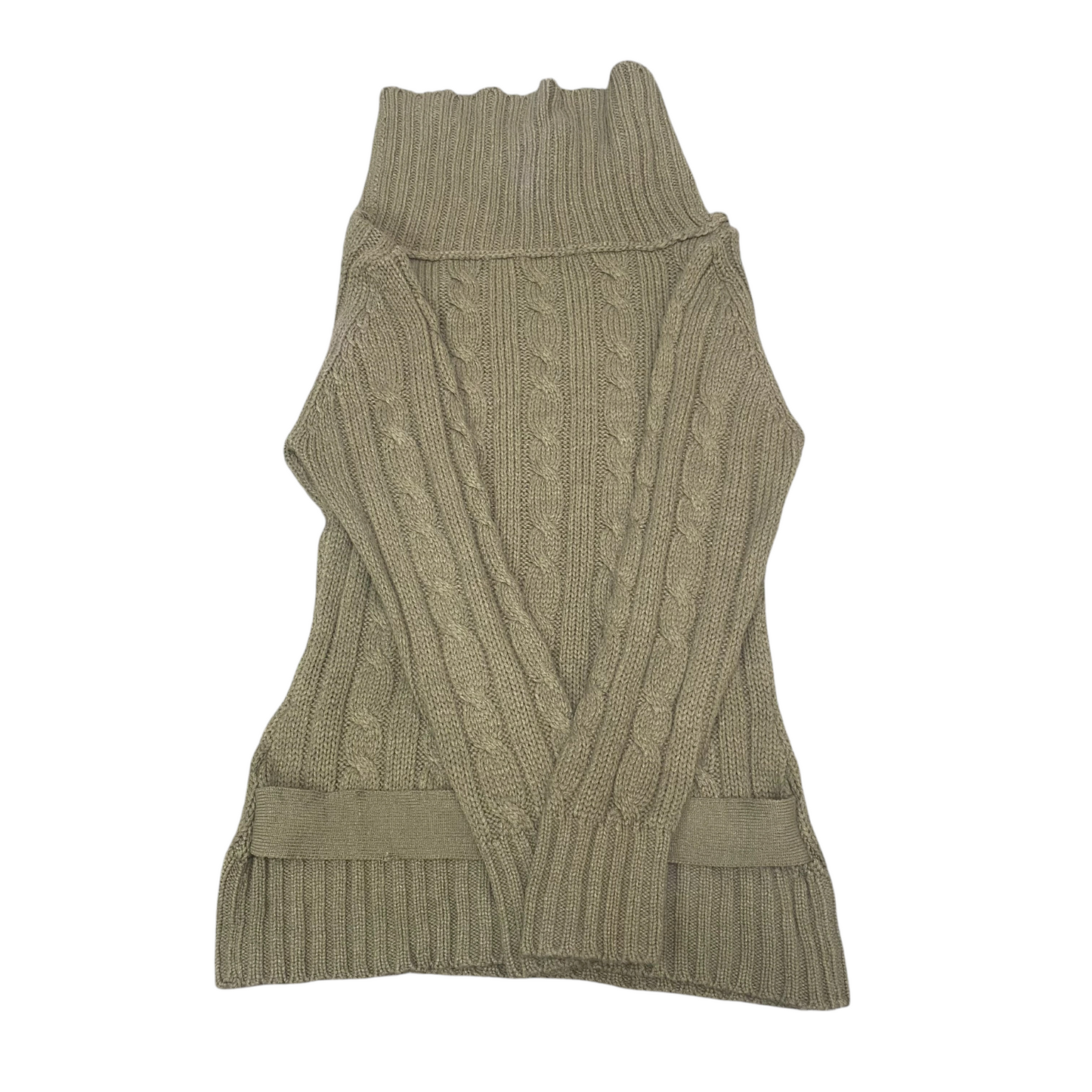 mbj Jumper Womens Large Green Cable Knit Long Sleeve Turtle Neck Pullover