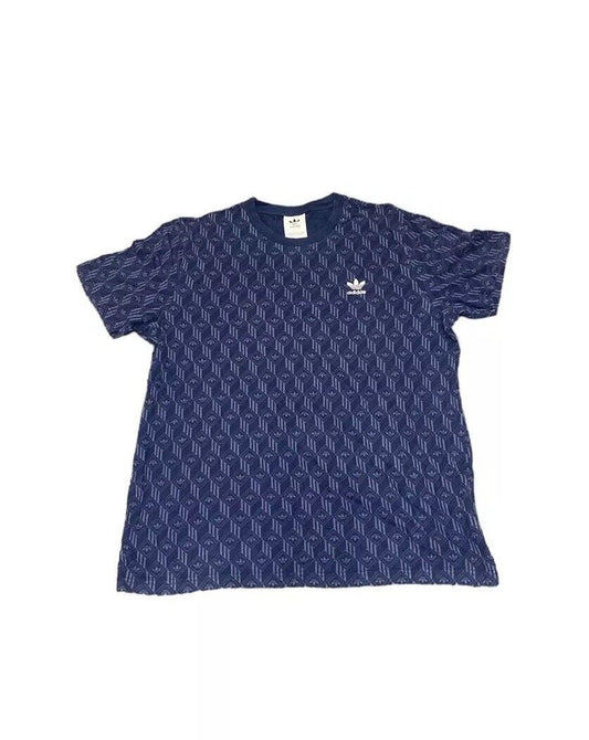 Adidas Originals Pattern T-Shirt Navy Mens L Chest Logo