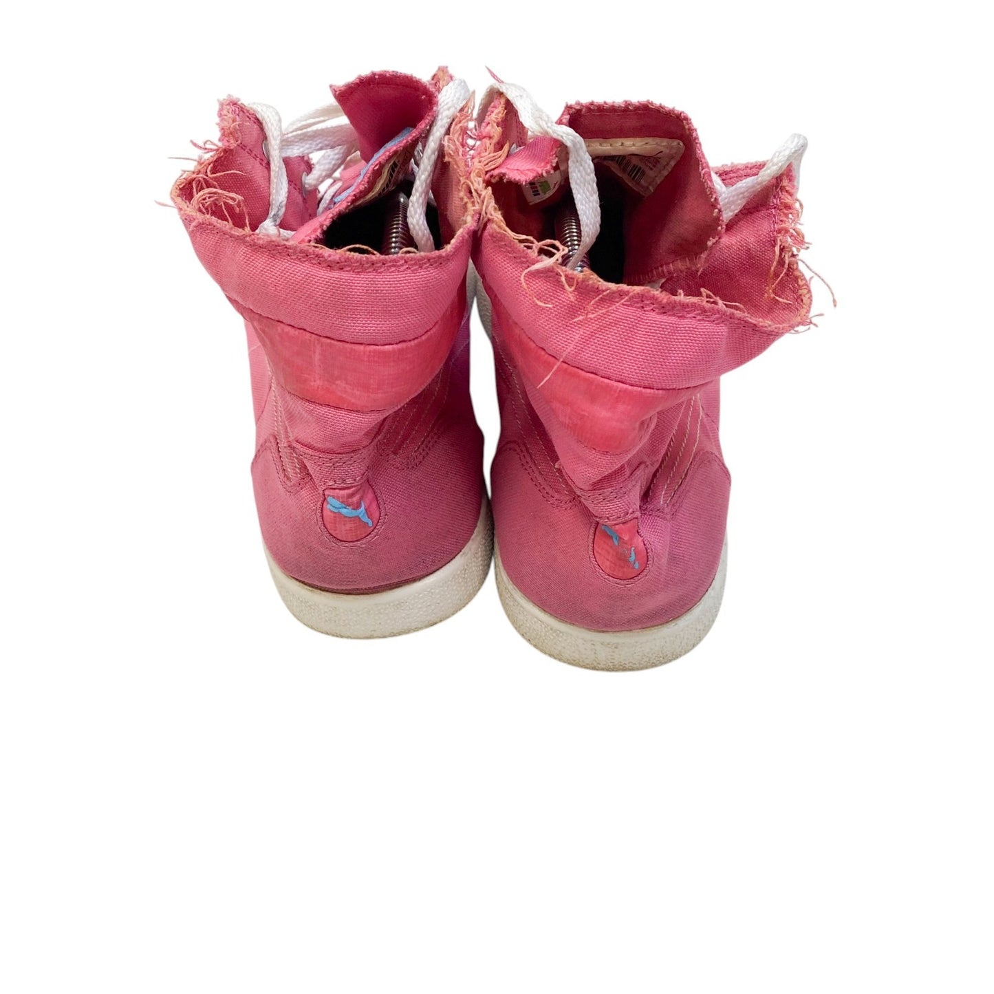 PUMA First Round Sneakers Women's UK 7.5 Safari Pink Canvas High Top Lace Up