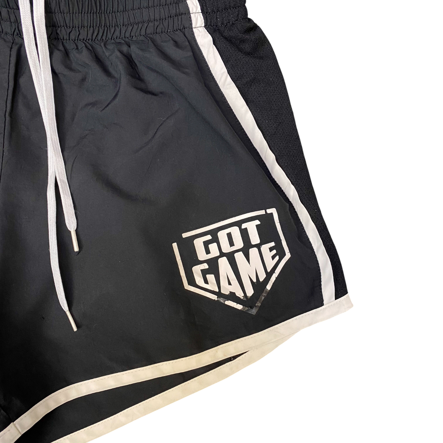 Running Sprinter Shorts Women Medium Black Got Game Drawstring Waist Dolphin Hem