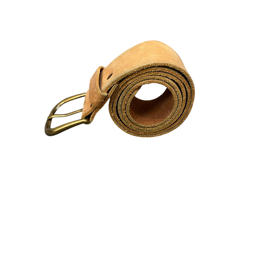 Mens Dress Belt Brown Leather Fashionable Adjustable Pin Buckle Size 38 in