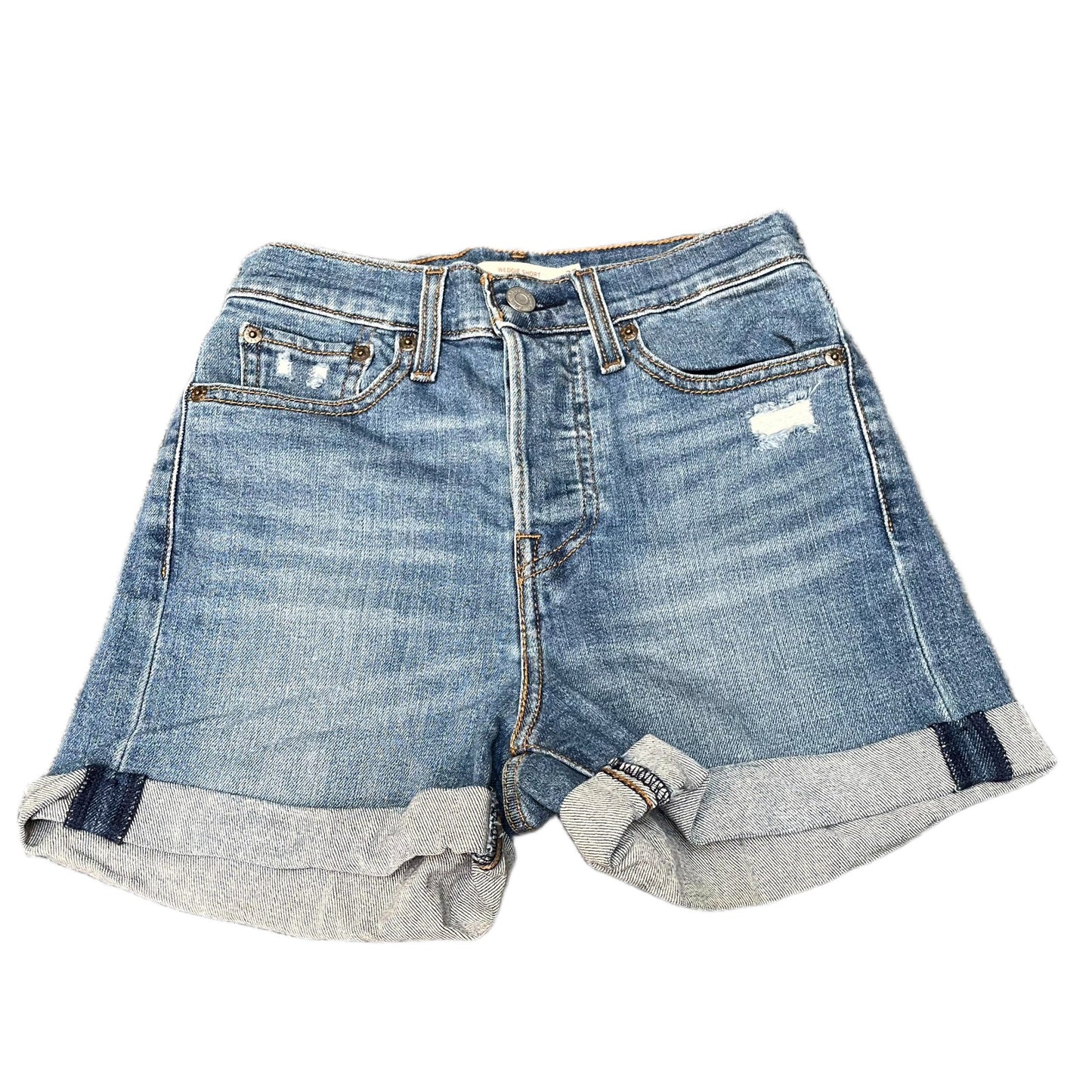 Levi's Wedgie Shorts Fits as Womens Small 24" Waist Blue Denim Distressed Cuffed