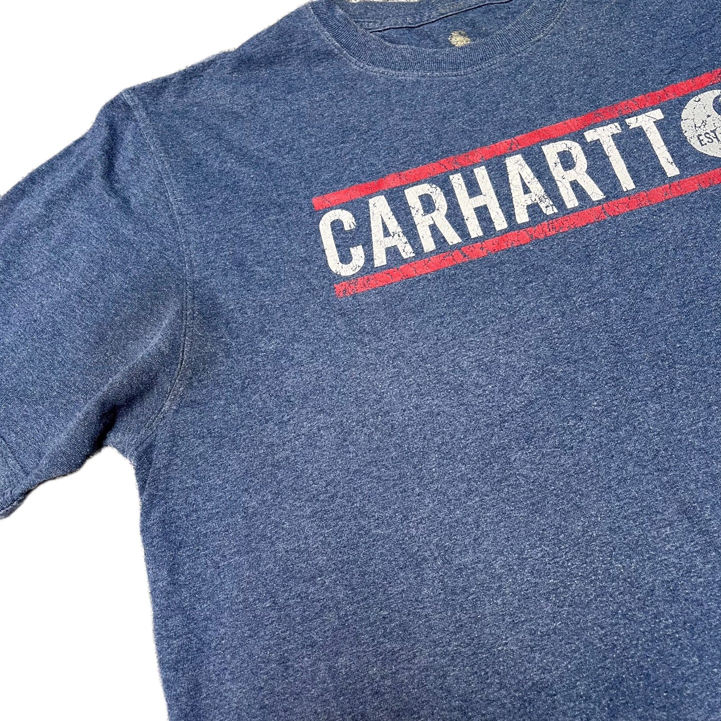 Carhartt T-Shirt Men Large Blue Graphic Logo Relaxed Fit Short Sleeve Summer Tee