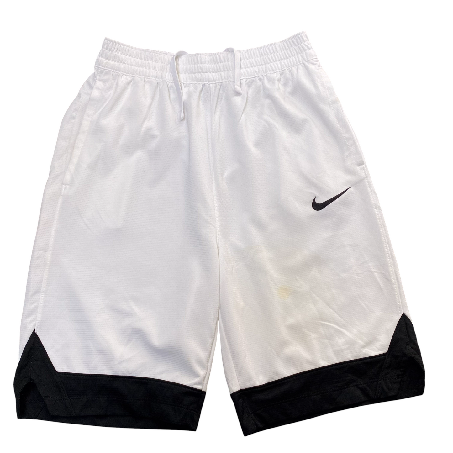 Nike Basketball Shorts XL White Black Dri Fit Elastic Waist Running Athletic Fit