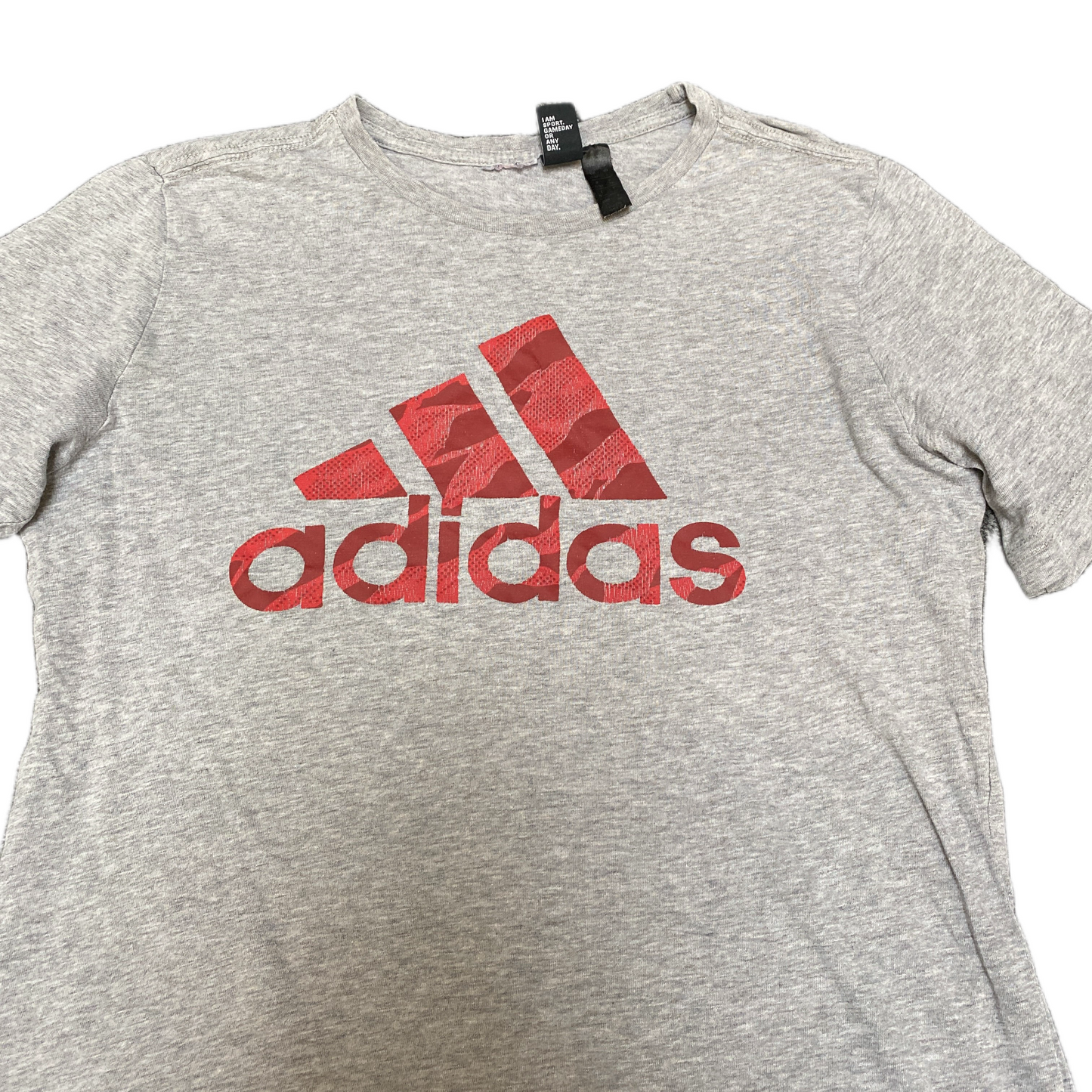Adidas T-Shirt Girls Small Grey Heather Graphic Logo Short Sleeve Crew Neck Tee