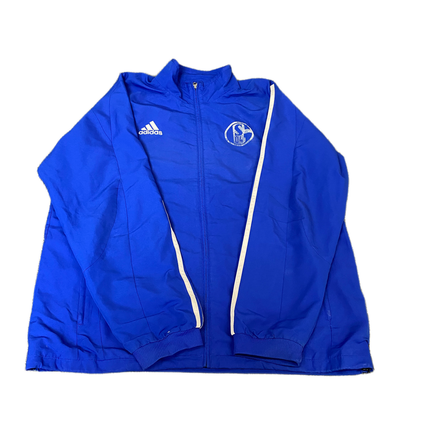 FC Schalke 04 Track Jacket Mens L Blue Adidas Soccer Sport Mock Neck Full Zip