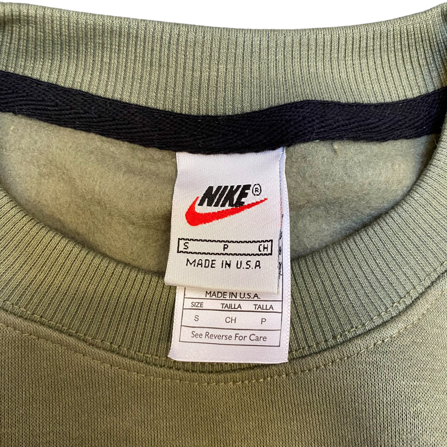 Nike Reworked Sweatshirt Mens S Green Heather Embroidered Long Sleeve Crew Neck