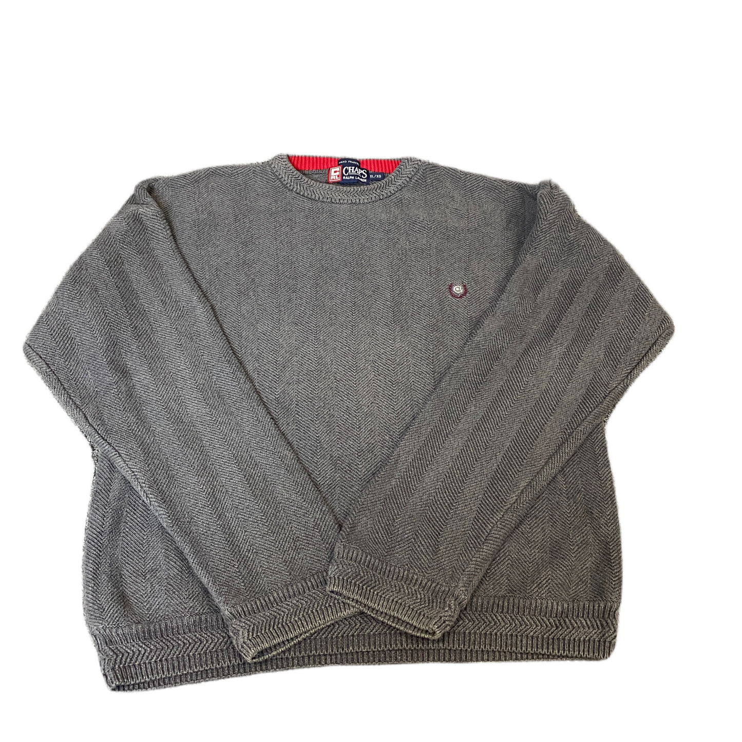 Vintage Chaps Ralph Lauren Jumper Women XL Grey Hand Framed Long Sleeve Pullover
