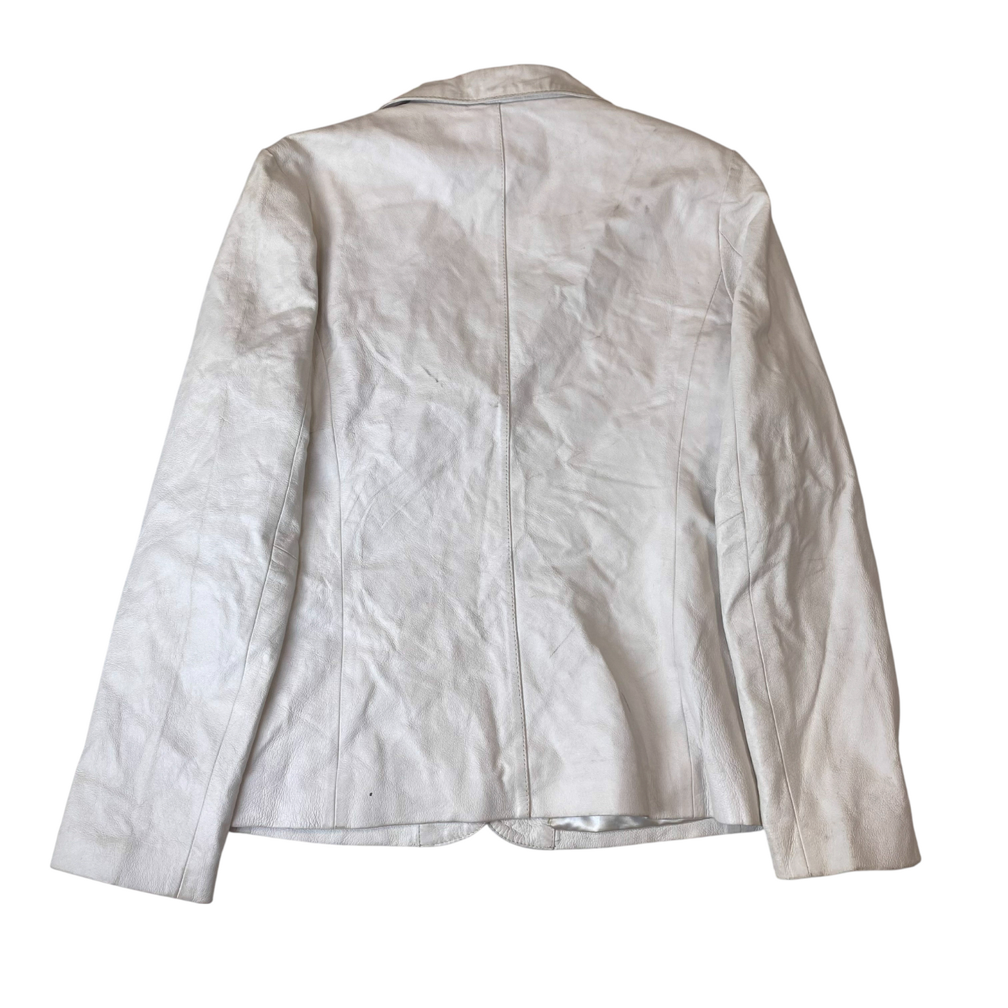 Kenvelo Blazer Jacket Womens Medium White Leather Long Sleeve Button Front