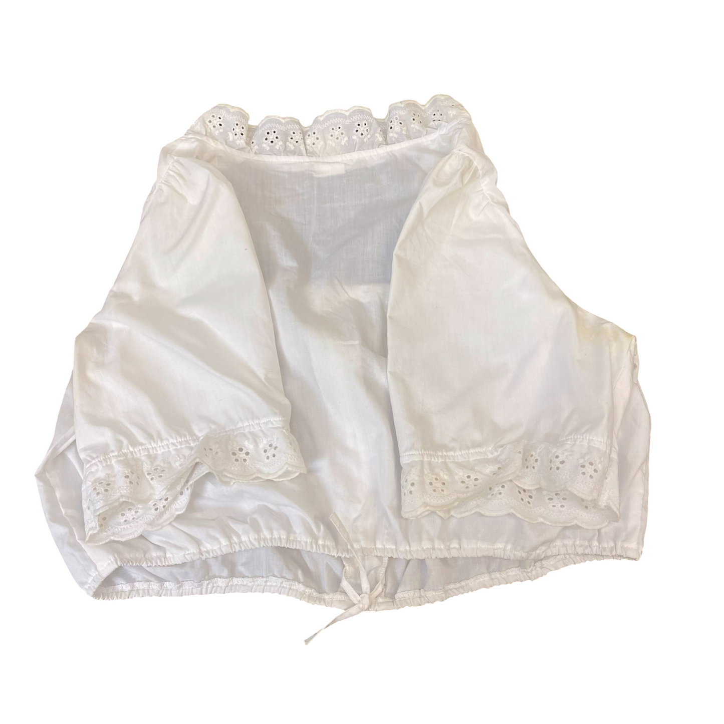 Konetti Cropped Top Womens M White Short Sleeve Lace Trim Square Neck Pullover