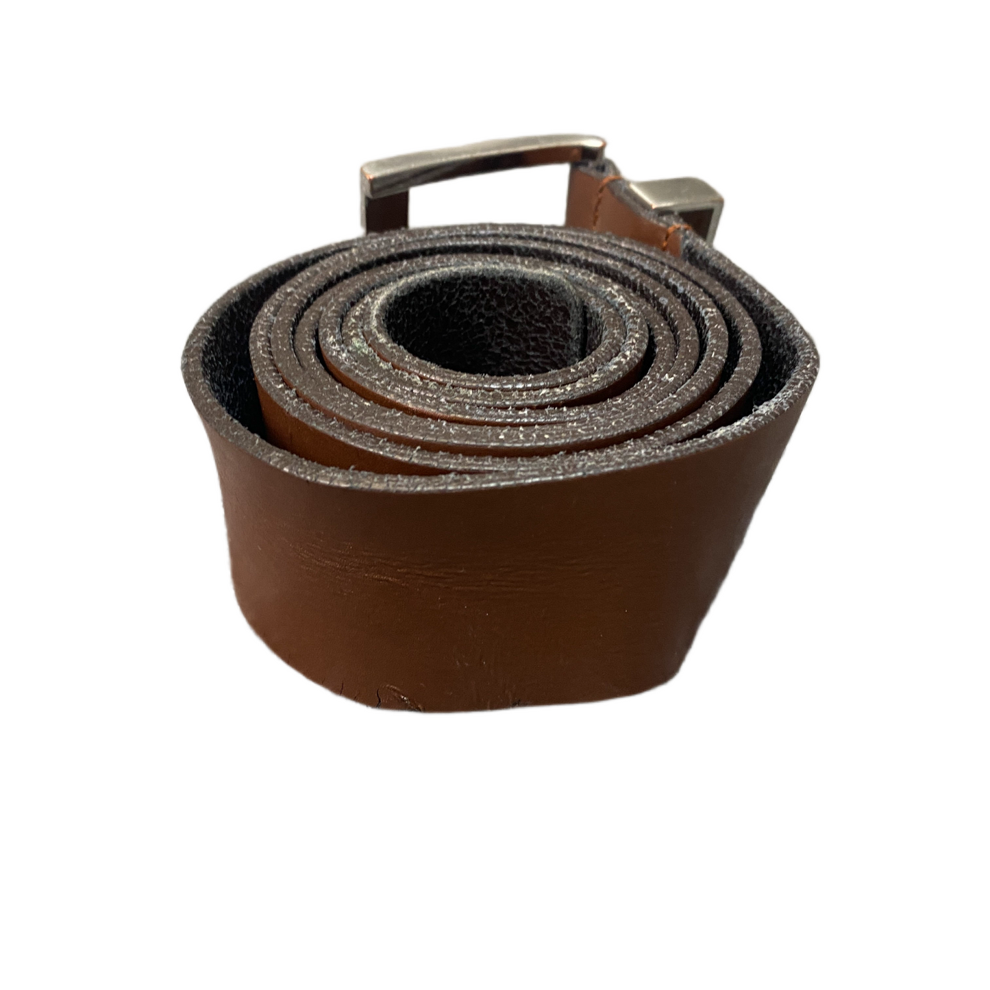 Hugo Boss Waist Belt Mens Brown Adjustable Leather Silver Buckle 46.5 inches