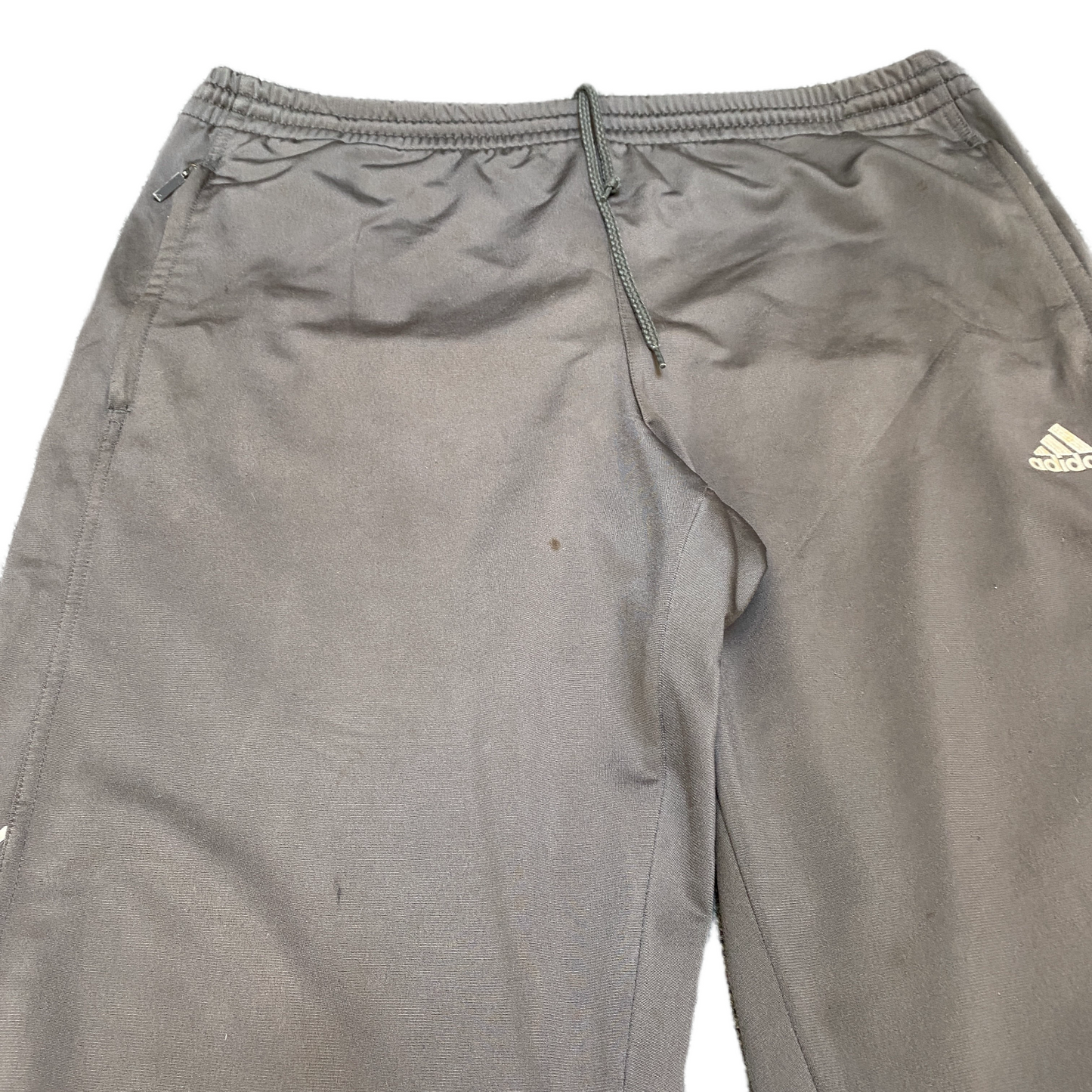 Adidas Joggers Fits as Mens 38" Waist Grey White 3-Stripes Drawstring Trousers