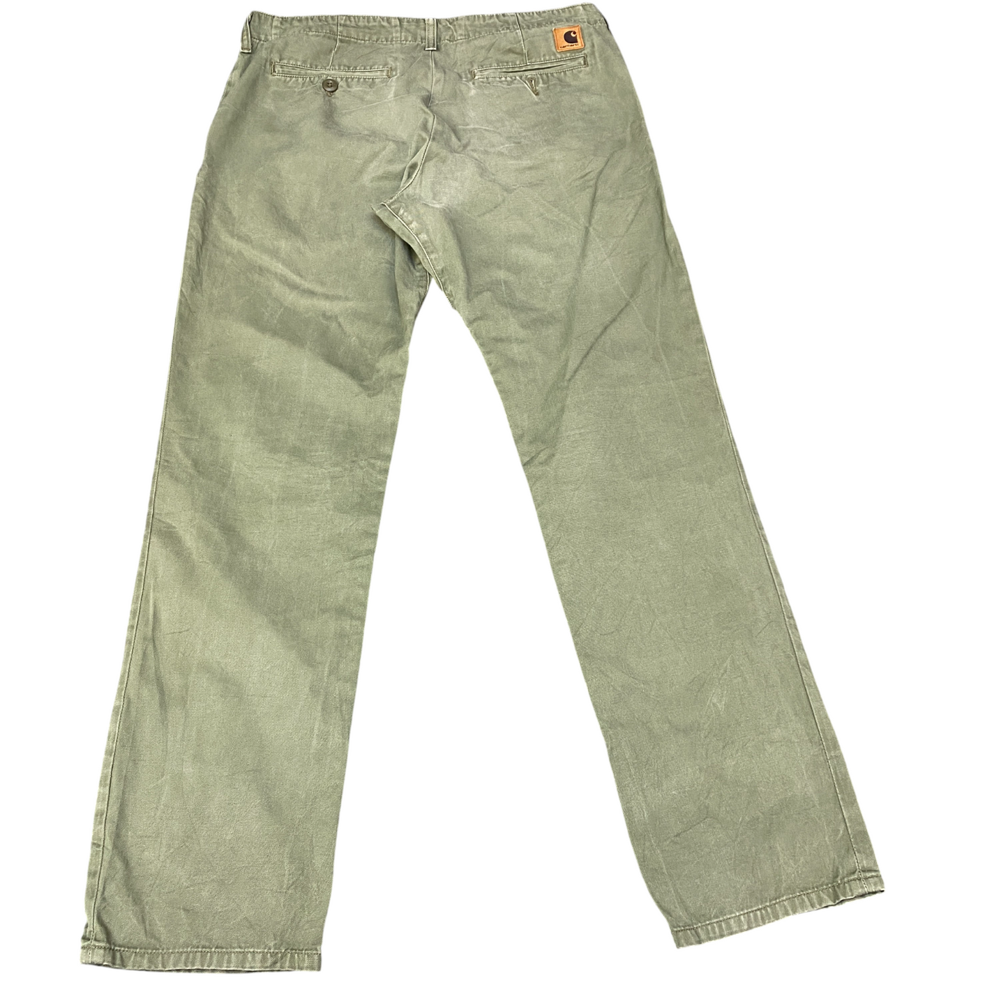Carhartt Club Pants Mens Large Green Rugged Canvas Work Flat Front Straight Leg