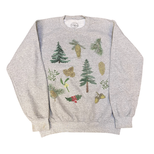 Project Karma Sweatshirt Womens Medium Grey Christmas Tree Holiday Crew Neck