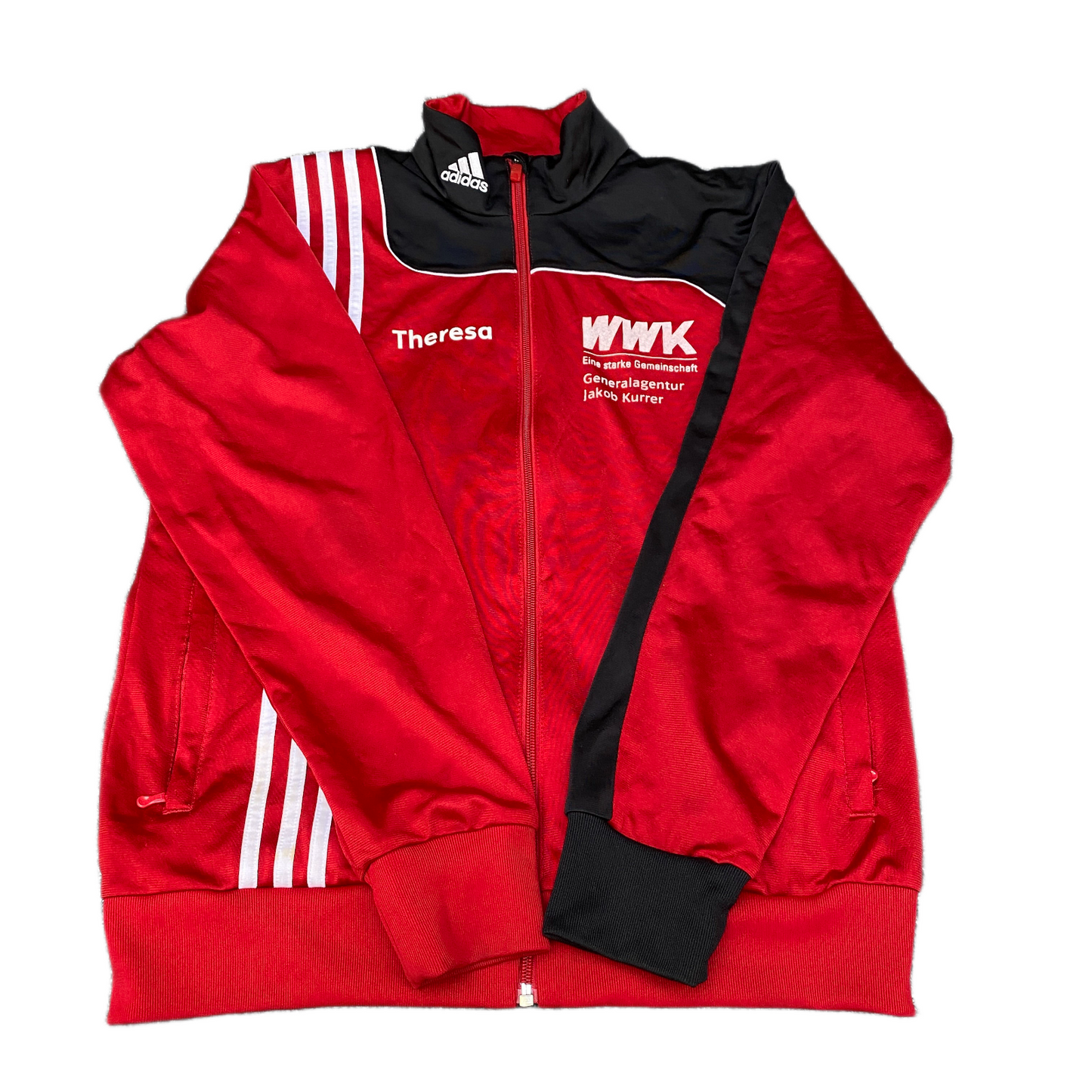 Adidas Track Jacket Mens Small Red Eine Starke Gemeinschaft Logo Full Zipper