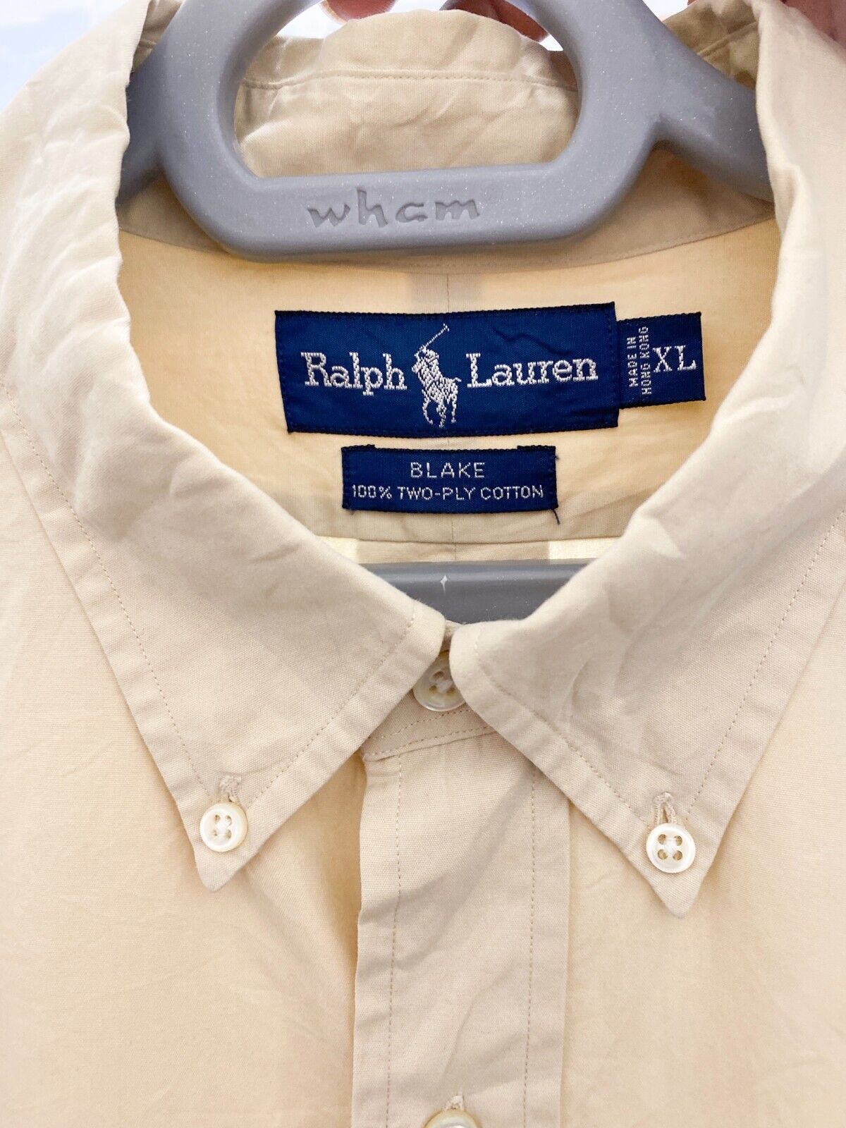 Ralph Lauren Shirt Mens XL Brown Blake Two-Ply Cotton Small Blue Polo Pony Logo