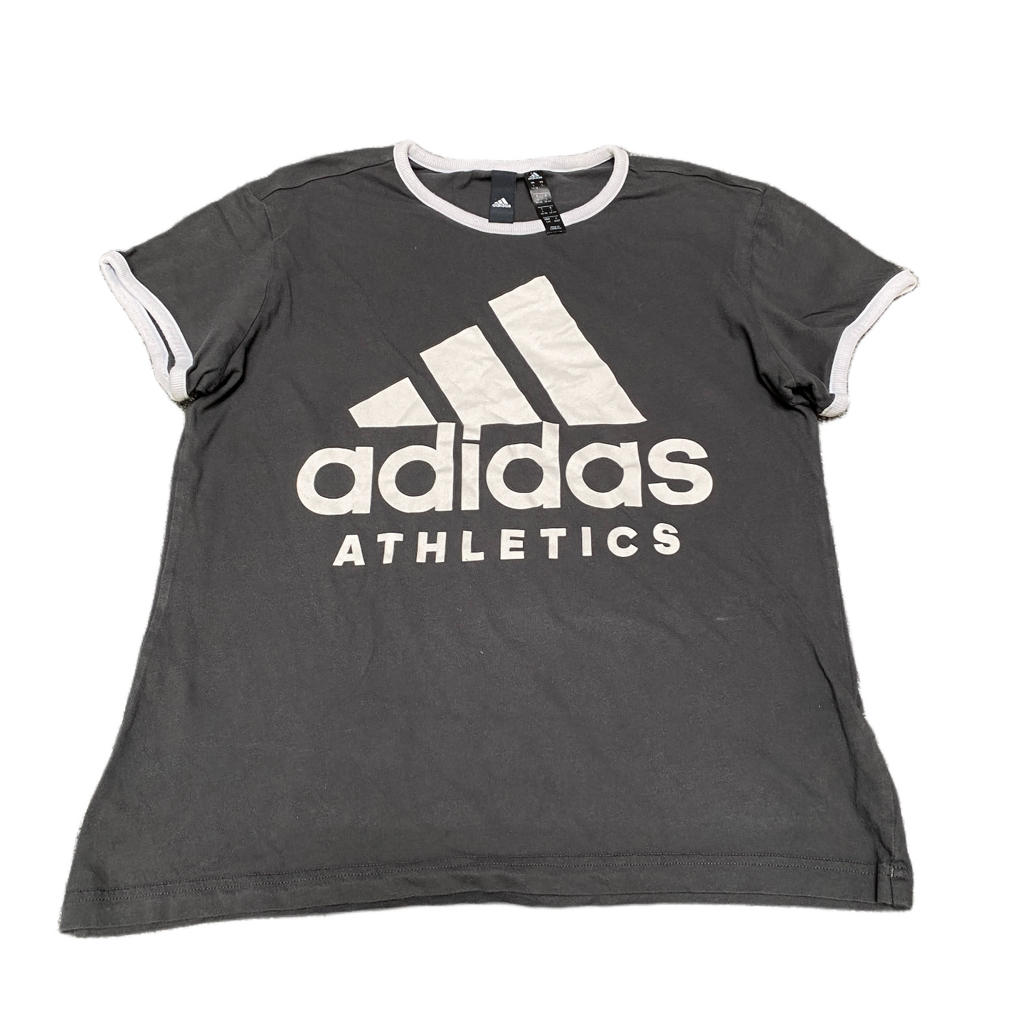 Adidas T-Shirt Womens Large Black Stretch Spellout Logo Crew Neck Vtg Y2k Tee
