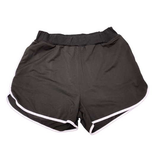 Running Sprinter Shorts Medium Black Elastic Waist Drawstring Athletic Stretch