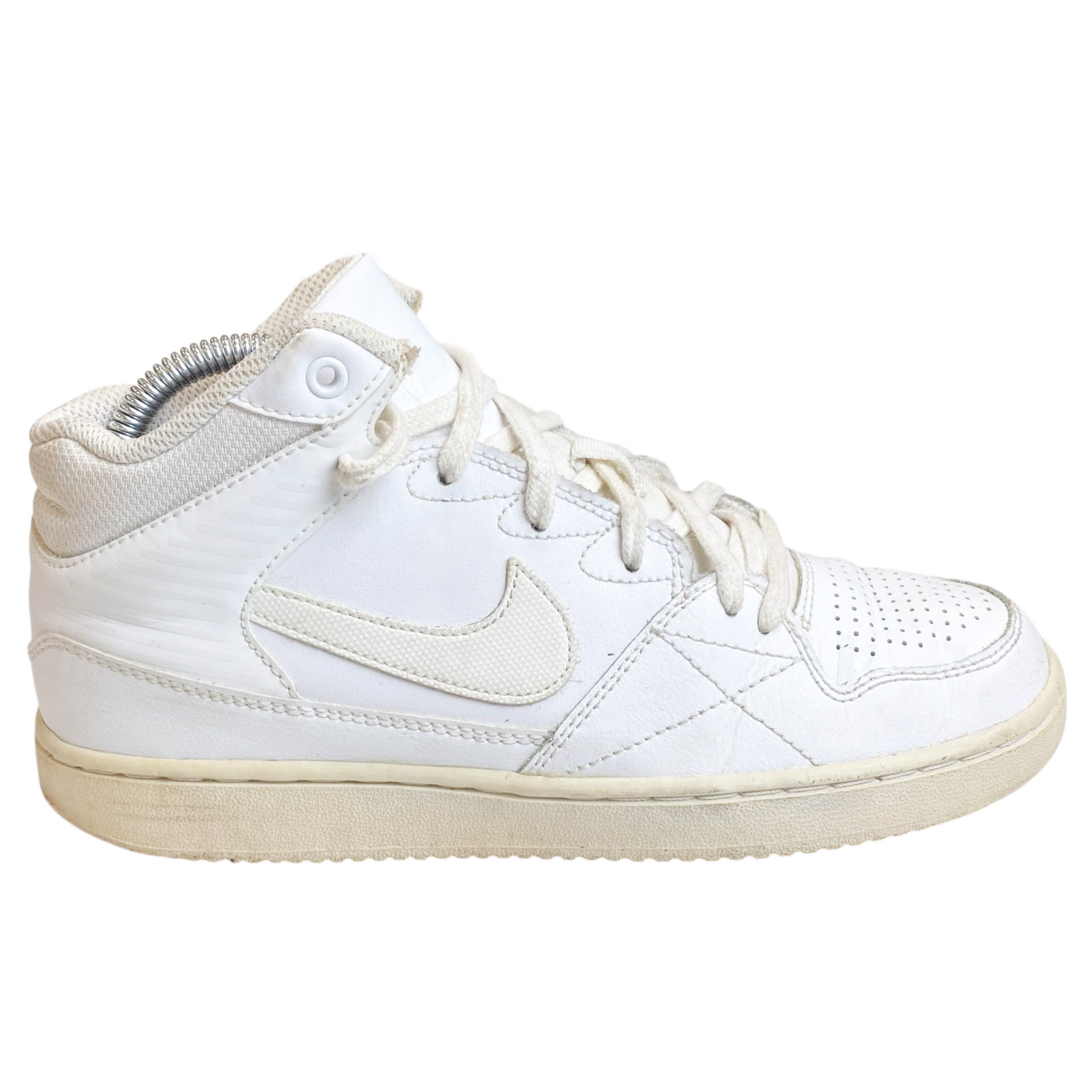 Nike Airs Running Sneakers Youth Boys 4.5 White Leather Upper Mid Top Lace Up