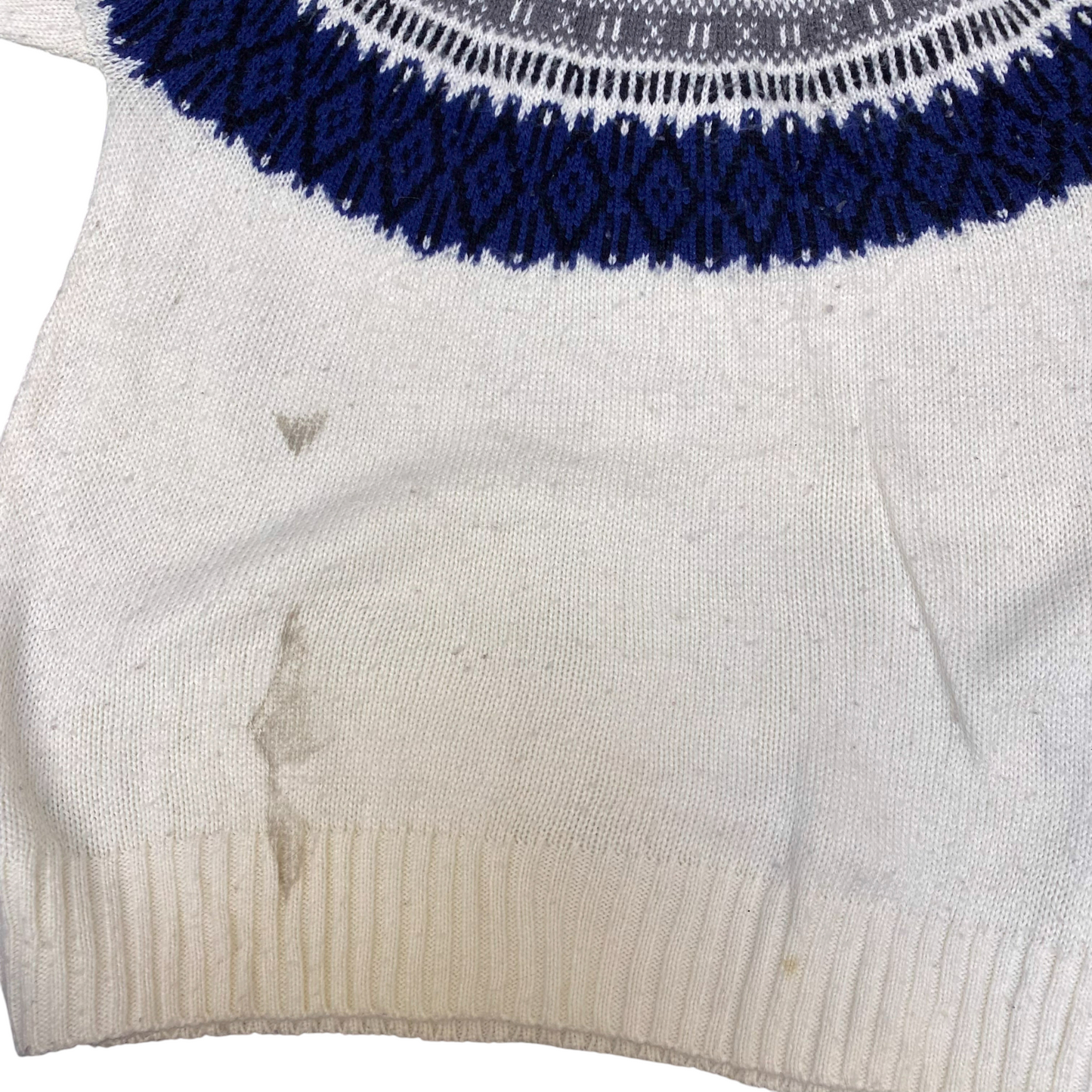 Discoat Jumper Womens Small White Blue Fair Isle Nordic Wool Winter Holiday