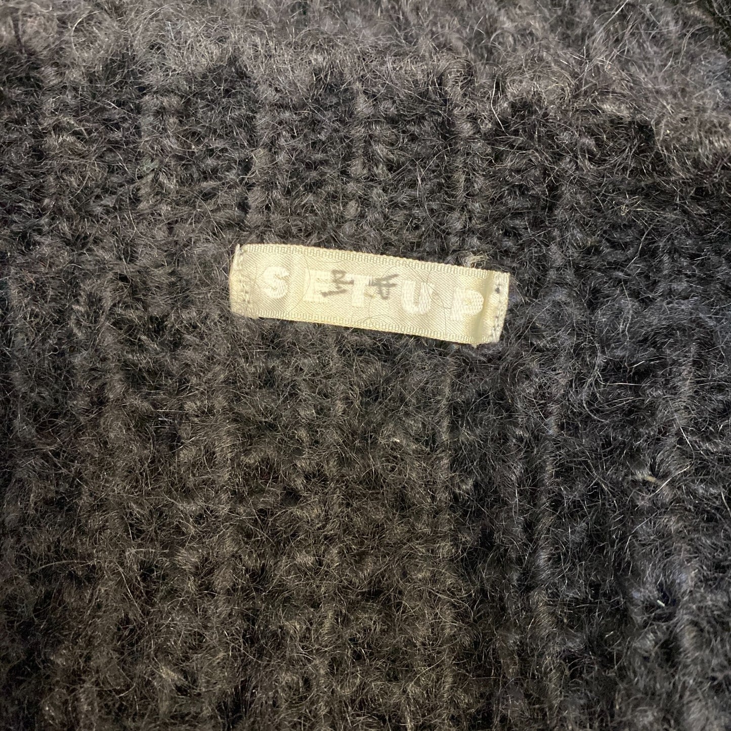 Setup Cardigan Jumper Womens Large Black Chunky Knit Long Sleeve Button Front