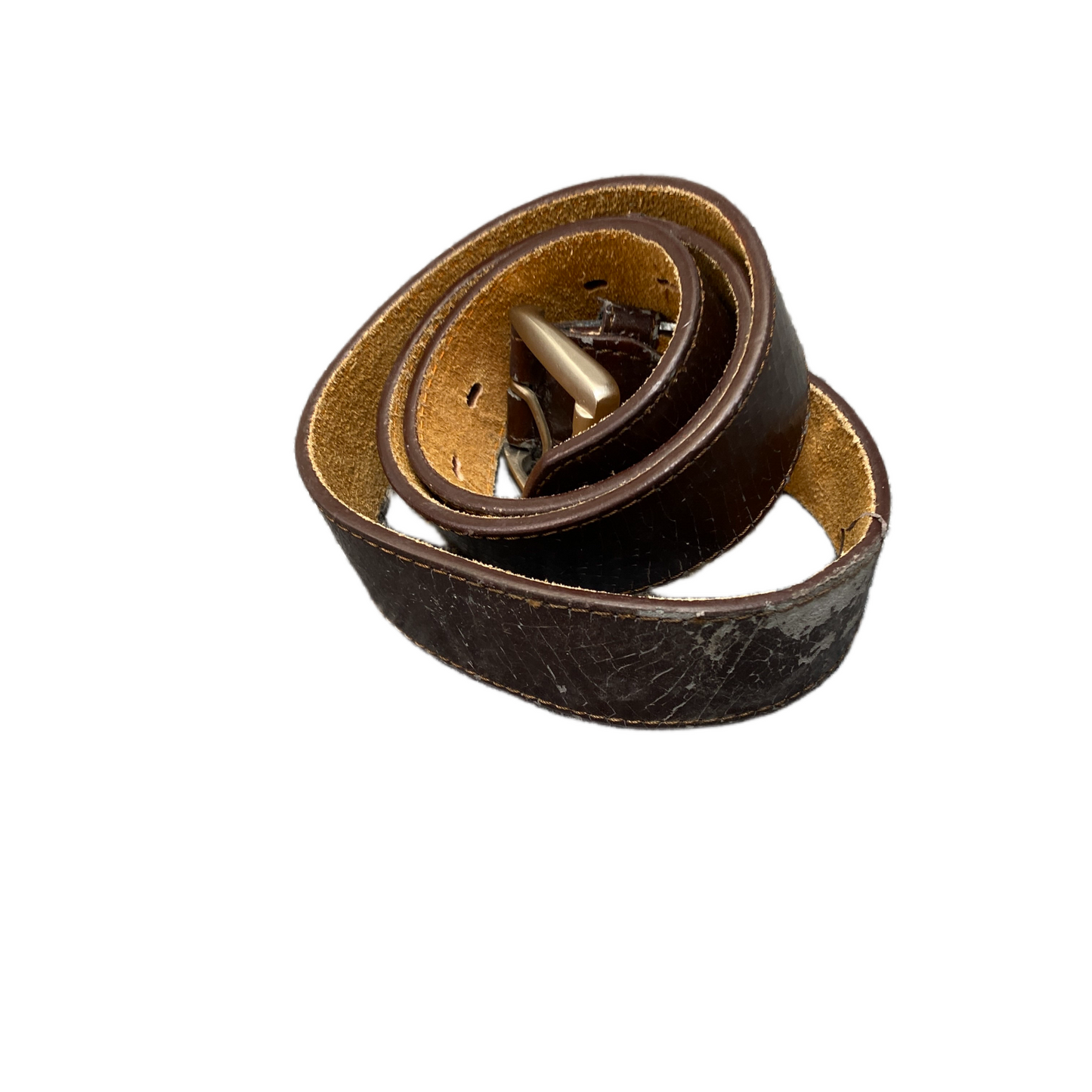 Jeans Waist Belt Mens Brown Leather Adjustable Silver Pin Buckle 41 inches