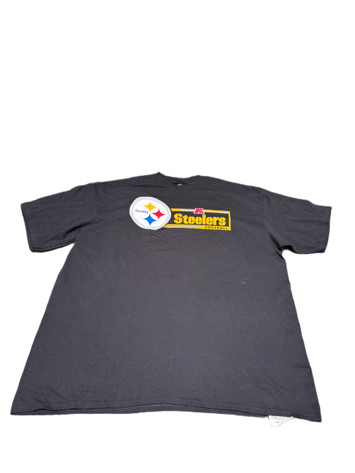 Pittsburgh Steelers Majestic Football T-Shirt Mens 2XL Black Graphic Print Tee