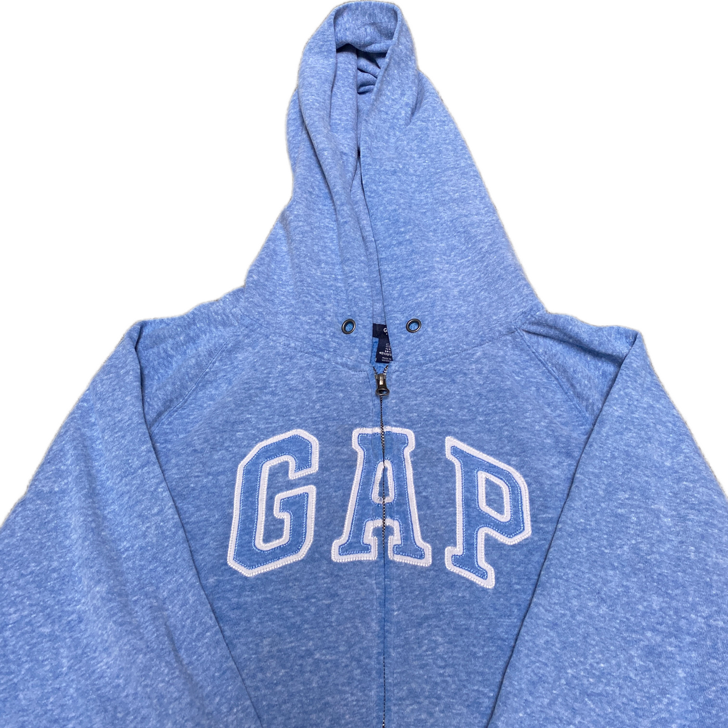 Gap Hoodie Womens Large Blue Relaxed Fit Embroidered Logo Long Sleeve Full Zip