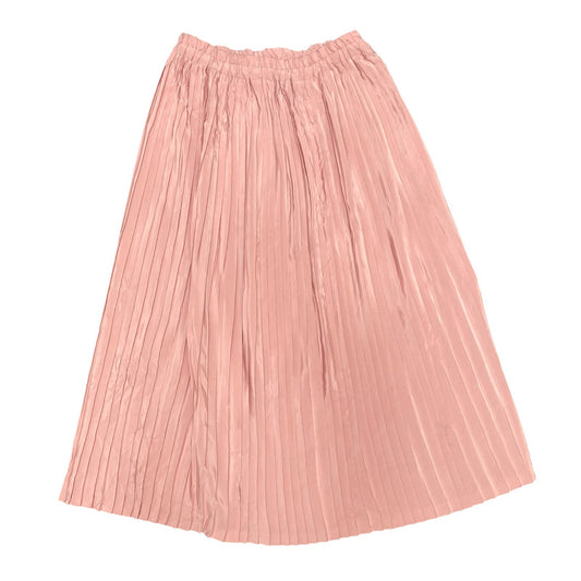 Midi A-Line Skirt Womens M Pink Full Pleated Elastic Waist Retro Side Button