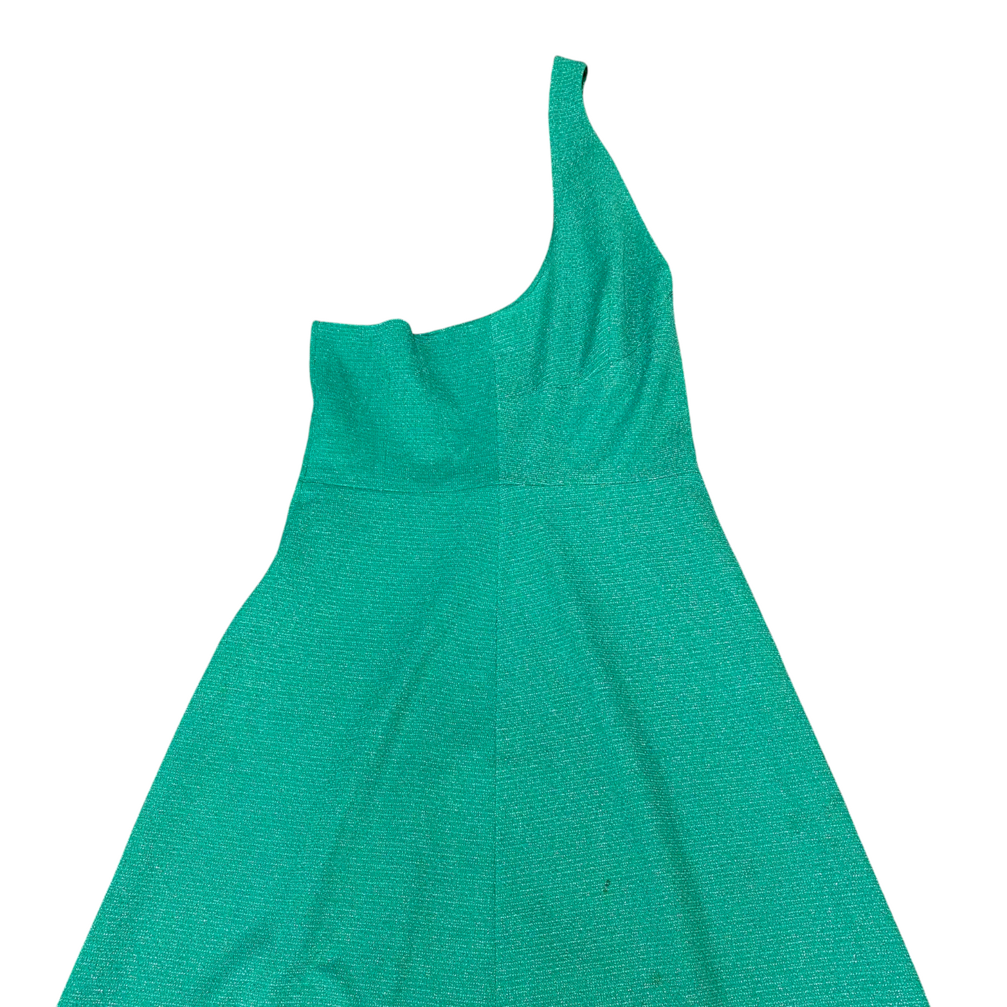 A-Line Long Dress Womens S Green One Shoulder Sleeveless Casual Side Zipper