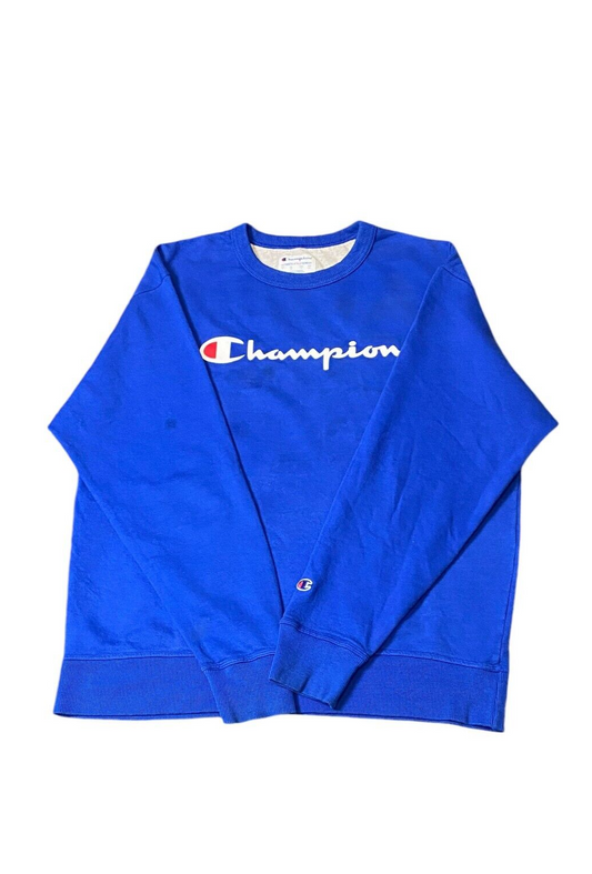 Champion Authentic Sweatshirt Men's L Blue Long Sleeve Pullover Athleticwear