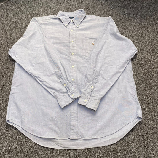 Ralph Lauren Shirt Mens XL Blue Tilden Long Sleeve Button Down Flesh Pony Logo
