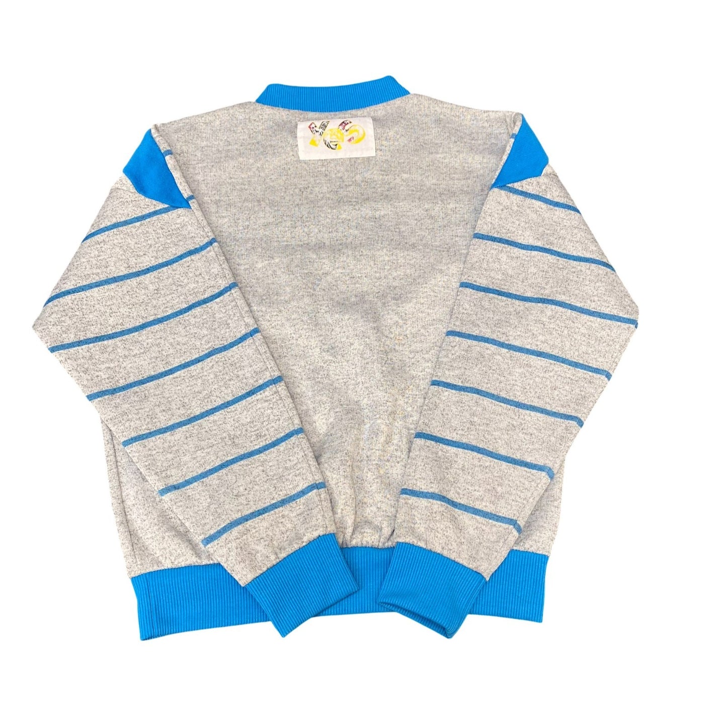 Active Sweatshirt Mens Medium Grey Blue Striped Crew Neck Long Sleeve Pullover