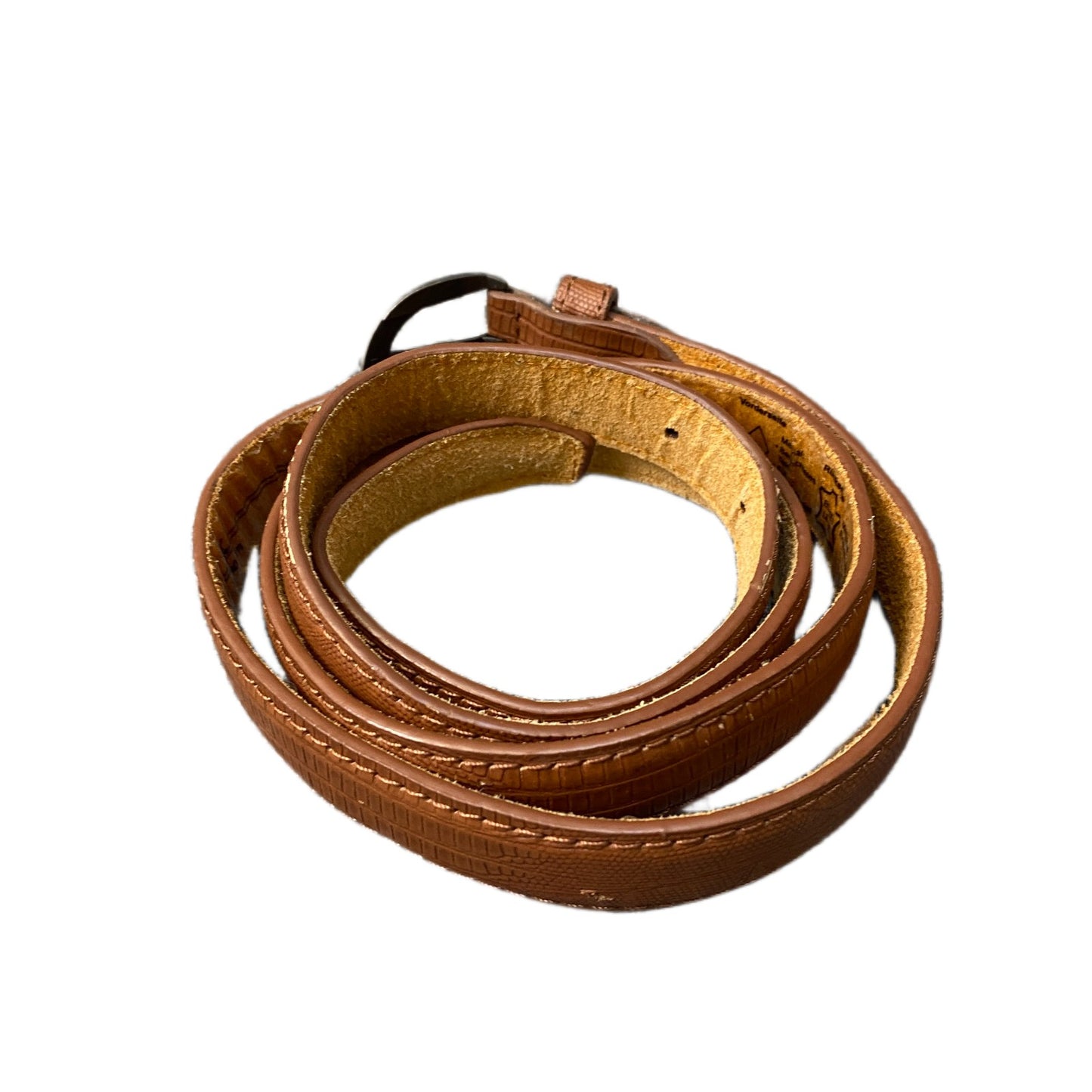 Waist Belt Mens Brown Crocodile Leather Adjustable Gold Tone Buckle 49 Inches