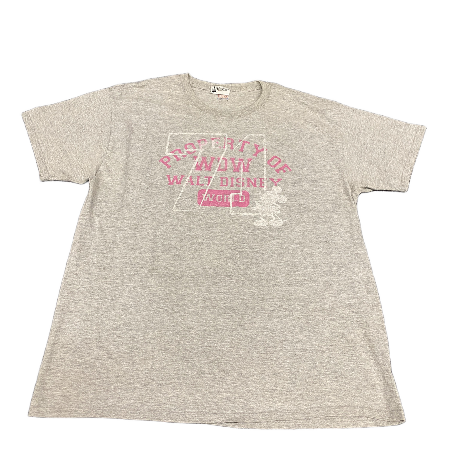 Hanes Beefy T-Shirt Men M Grey Graphic Print Short Sleeve Crew Neck Pullover Tee