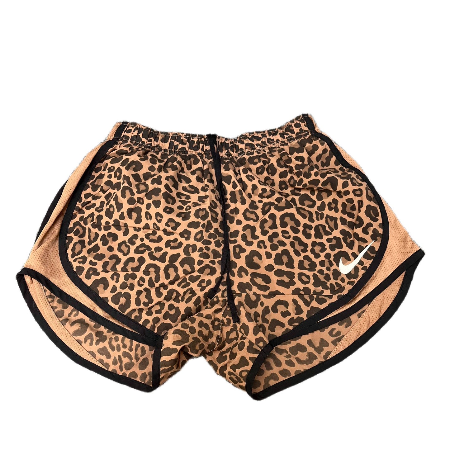Nike Dri-FIT Running Shorts Womens S 24" Waist Multi Leopard Print Dolphin Hem