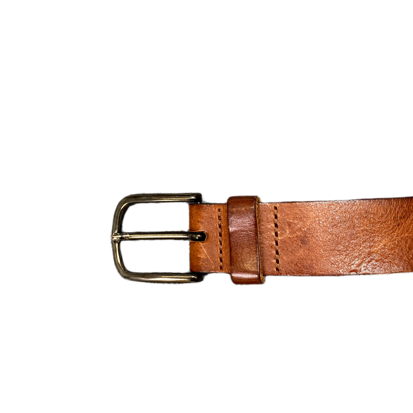 Waist Belt Men Brown Full-Grain Leather Adjustable Silver Pin Buckle 44.5 inches
