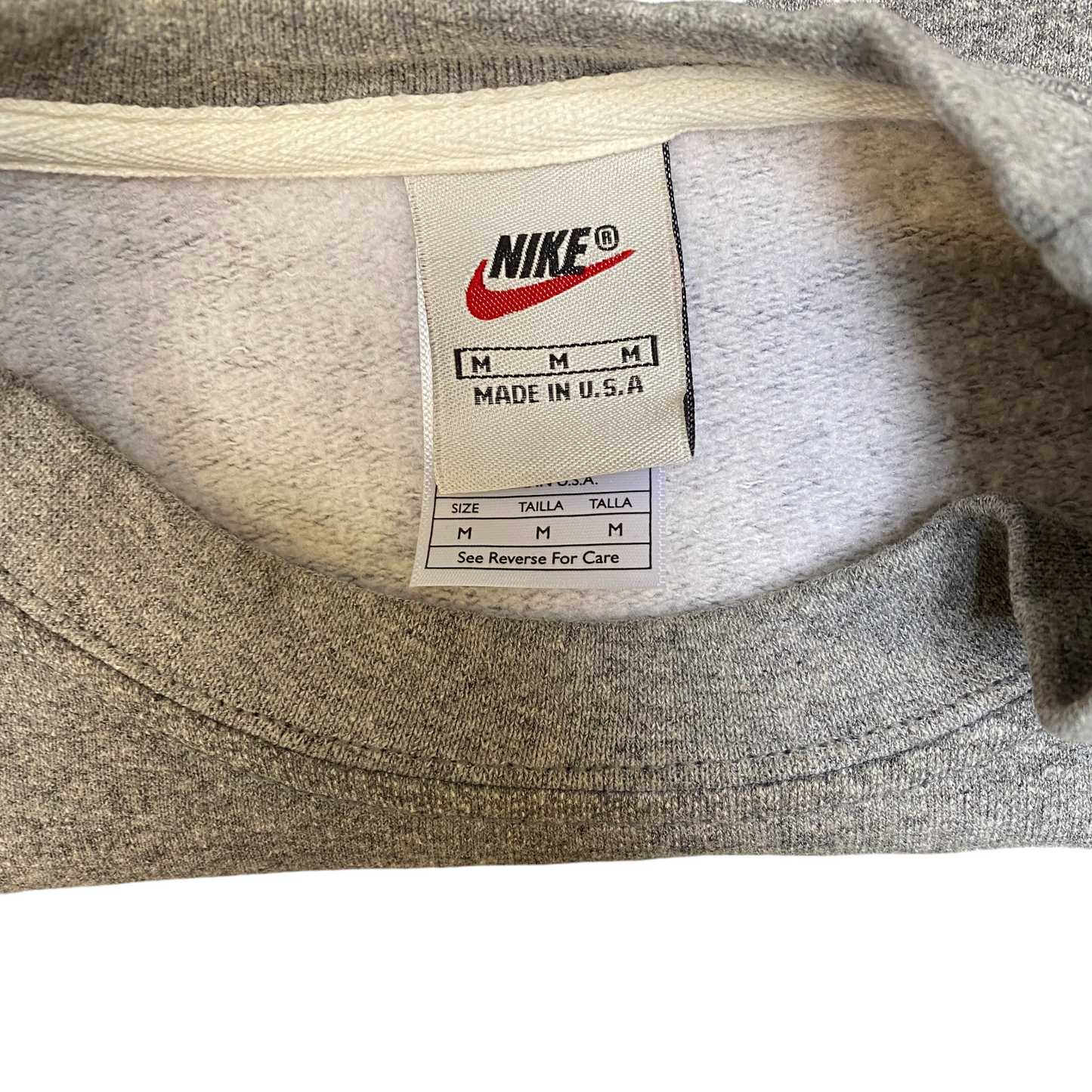 Nike Reworked Sweatshirt Mens M Black Grey Embroidered Spellout Logo Vintage Y2K