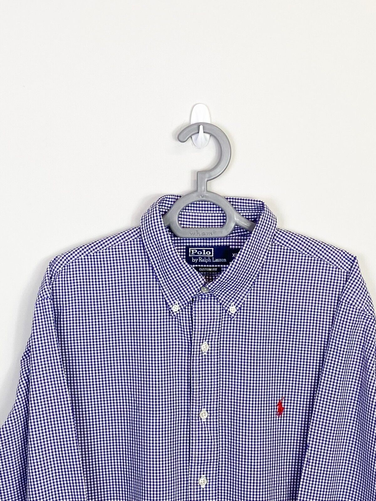 Ralph Lauren Shirt Mens XL Purple Checkered Custom Fit Red Small Polo Pony Logo