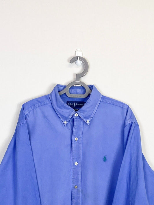 Ralph Lauren Shirt Men XL Blue Classic Fit Long Sleeve Small Blue Polo Pony Logo