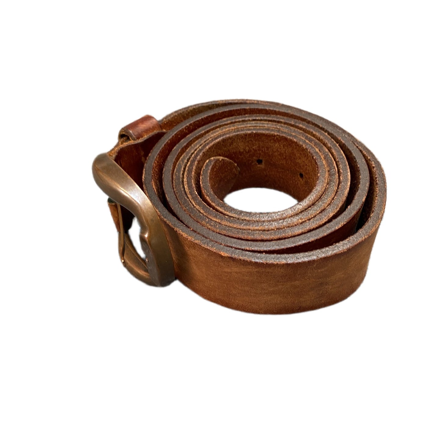 Weaver Jeans Waist Belt Mens Brown Leather Adjustable Brass Buckle 46.5 Inches