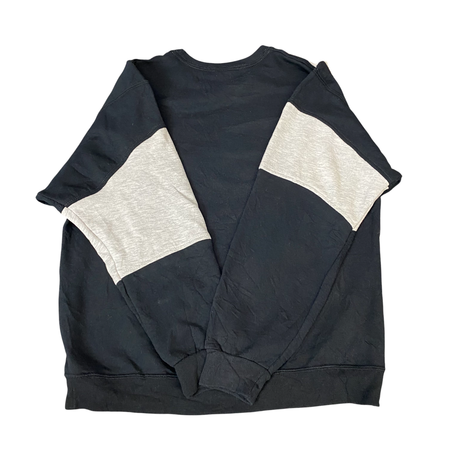 Nike Reworked Sweatshirt Mens Large Grey Black Embroidered Spellout Logo Vtg Y2K