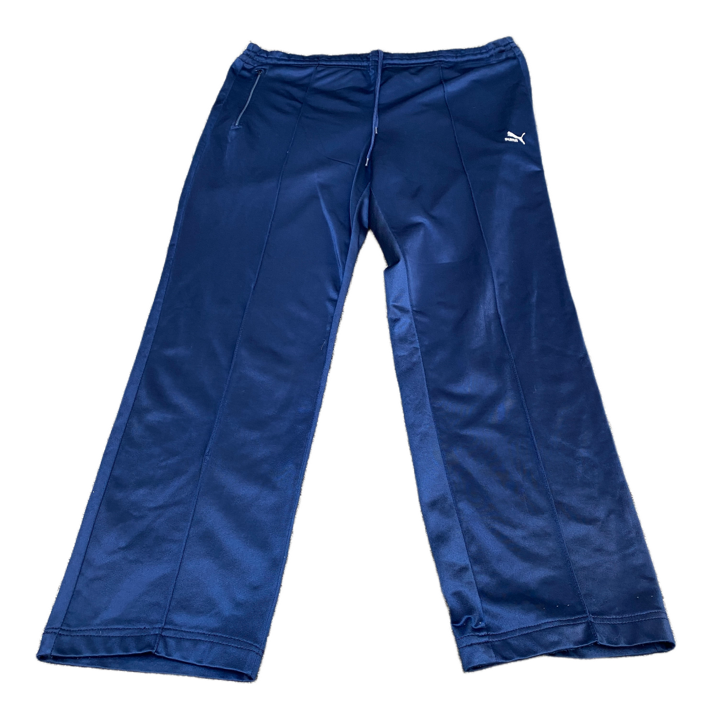 PUMA Track Pants Fits as Womens 38" Waist Blue Flat Front Straight Leg Trousers