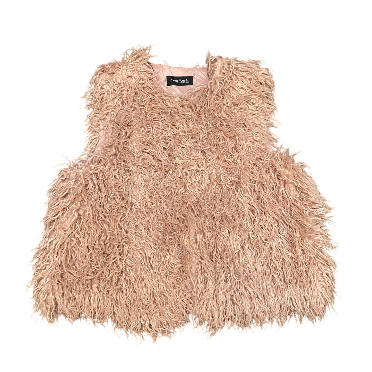 Betty Barclay Faux Fur Vest Womens M Light Pink Lined Shaggy Texture Sleeveless