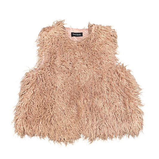 Betty Barclay Faux Fur Vest Womens M Light Pink Lined Shaggy Texture Sleeveless