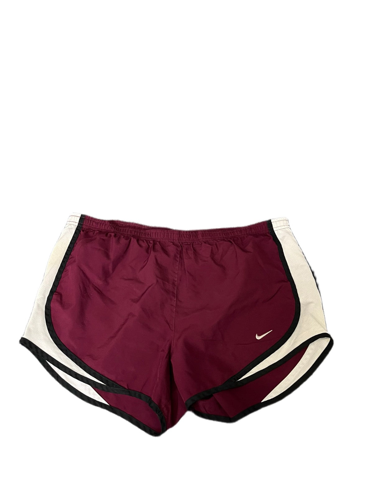 Nike Dri-FIT Running Shorts Fits as Womens XL 34" Waist Maroon White Dolphin Hem